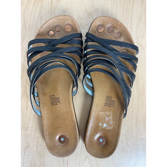 Juil Mojanda Black Leather Slide Sandals Size 10 - Picture 1 of 4